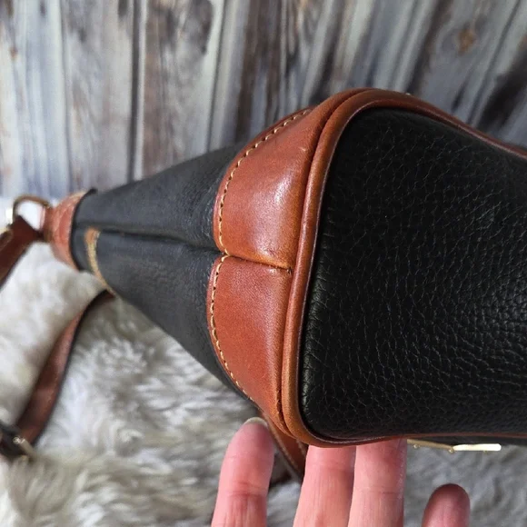 Dooney & Bourke Black and Brown Pebbled Leather Messenger Bag - Picture 5 of 11